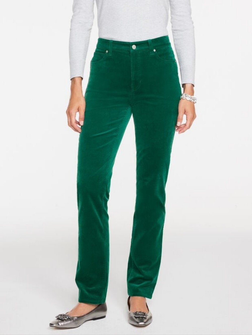 Talbots Green Straight Leg Stretch Corduroy Pants Sz 8
